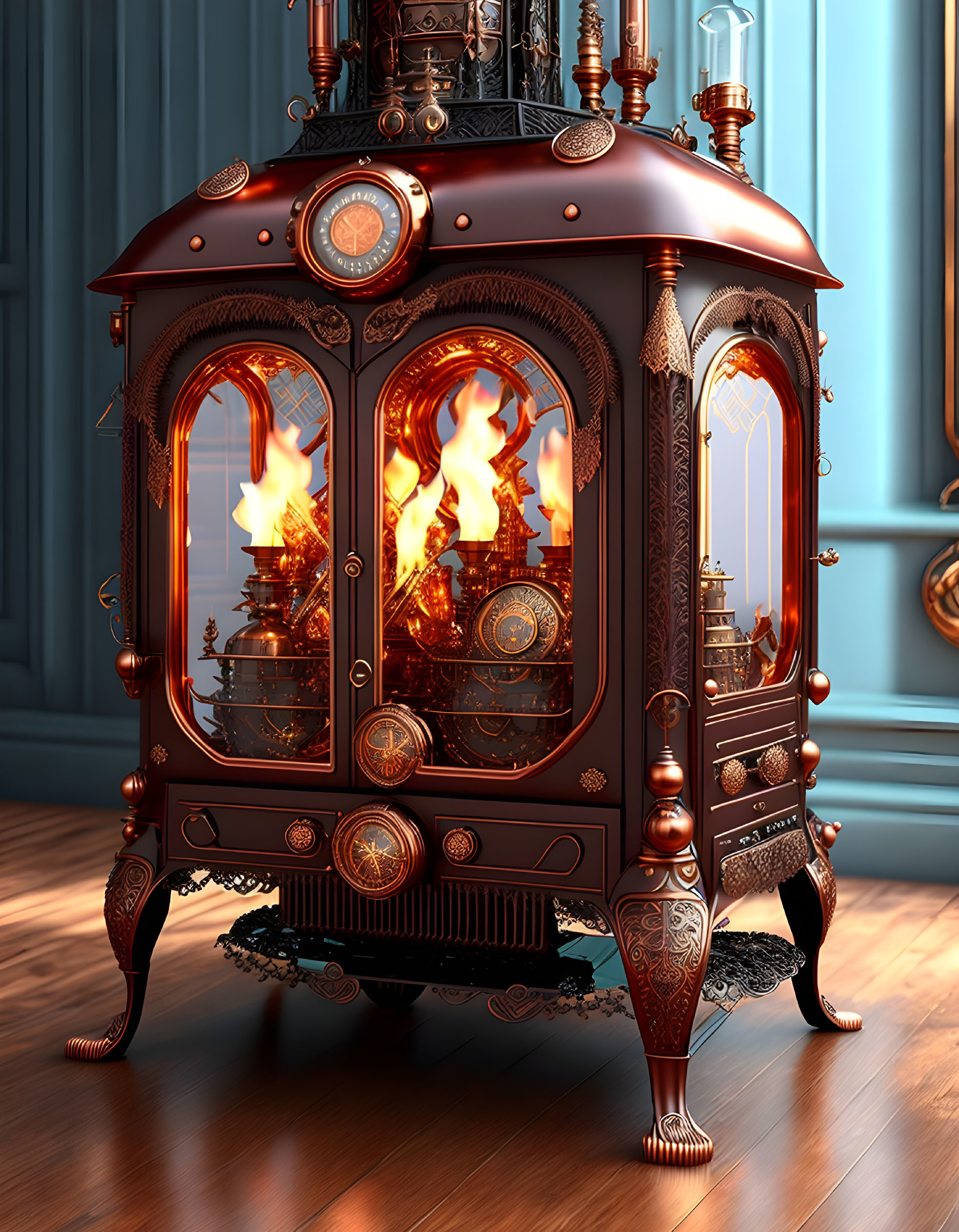 A beautiful Steampunk stove in a museum