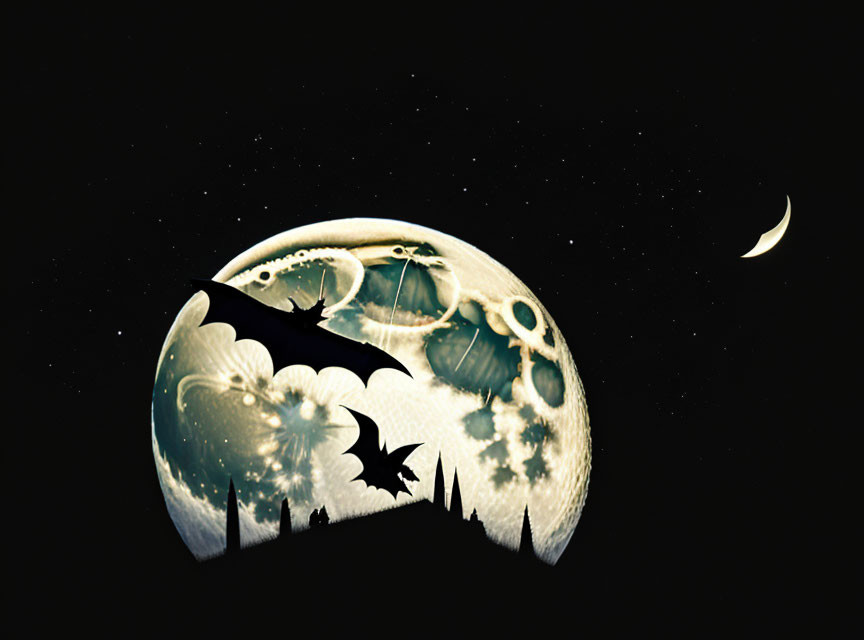 Bats hunting under the Hunter's moon