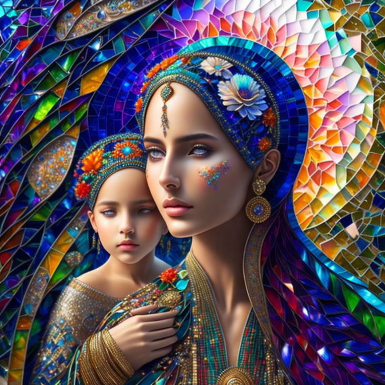 Mosaic Mother and daughter 