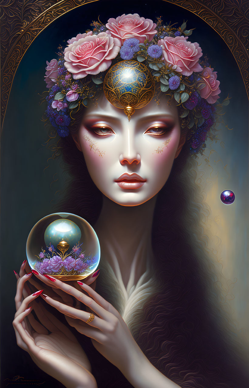 Fantasy girl with crystal ball 