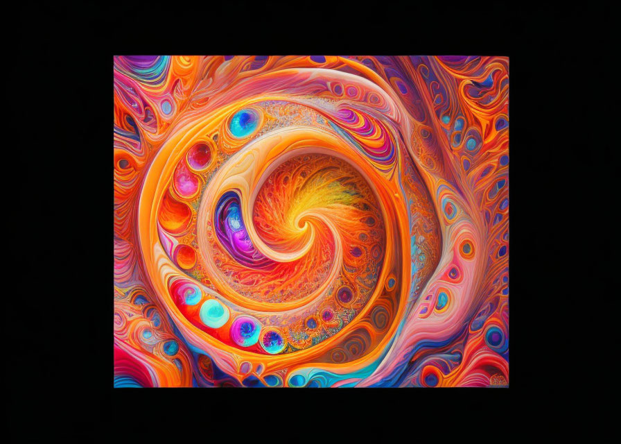 Colorful Abstract Swirl on Black Background