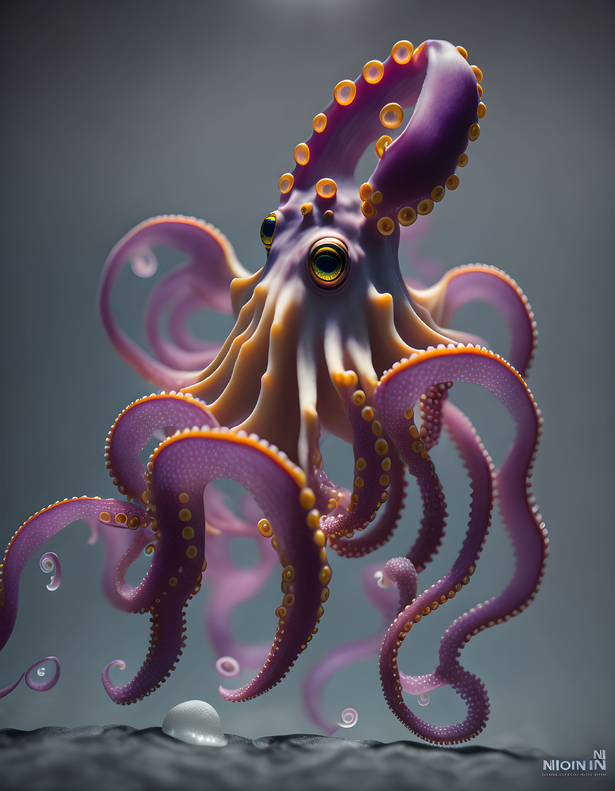 Colorful Octopus with Expressive Eyes and Tentacles in Realistic Art Style