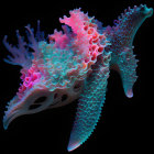 Colorful Abstract Fractal Image of Vibrant Sea Creature Form