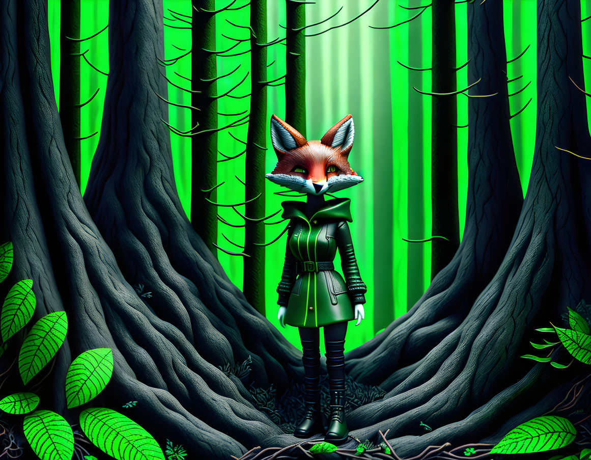 Jay fox girl in the forest