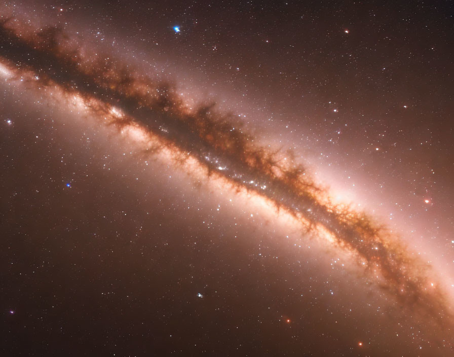 Galaxy's Edge: Dust Lane, Star Clusters, Reddish Space