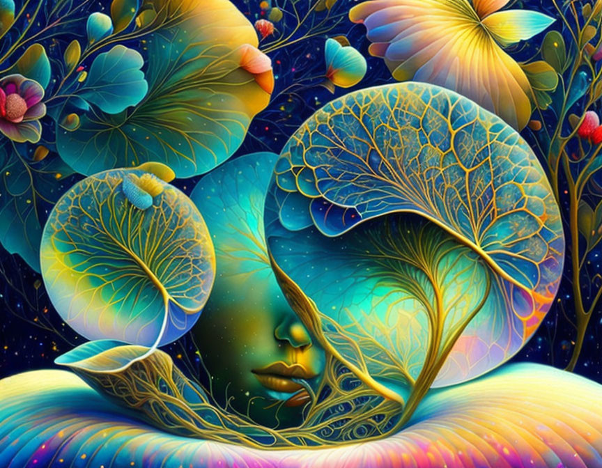 Colorful Psychedelic Nature Face Artwork