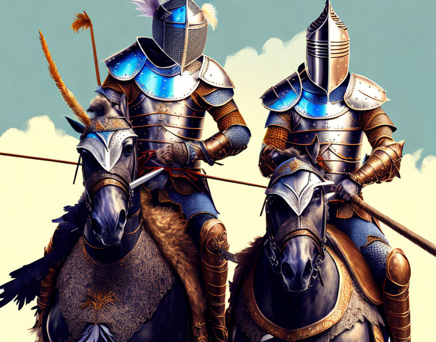 Jousting tournament, knights on horseback