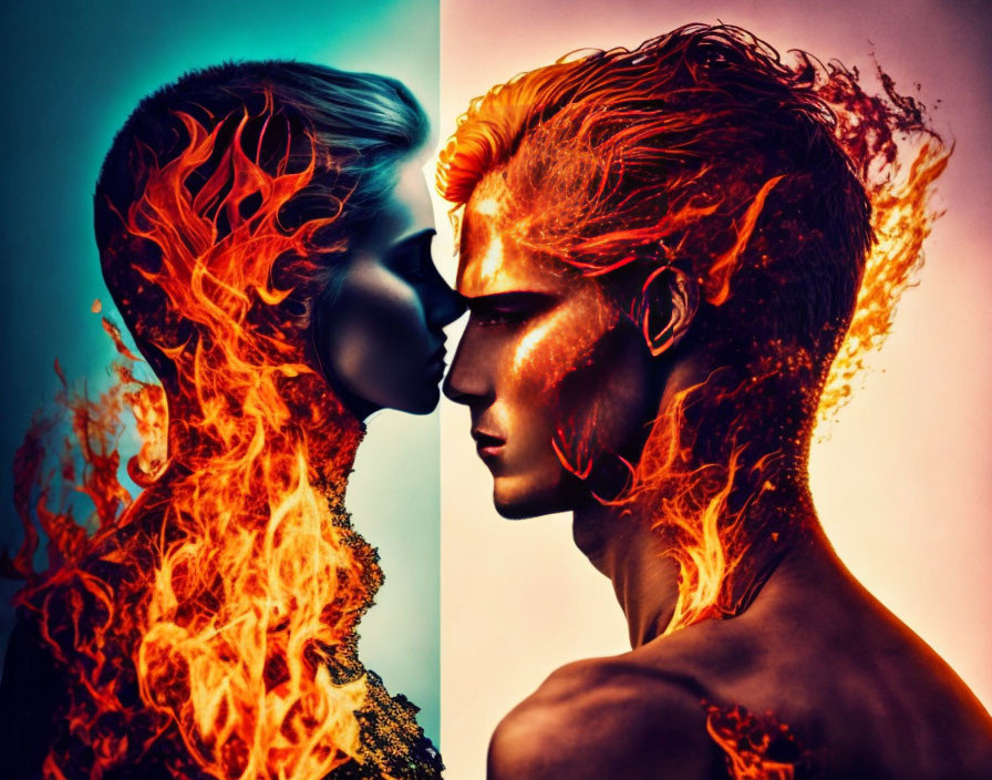 Fiery Profile Portraits with Flames Effects