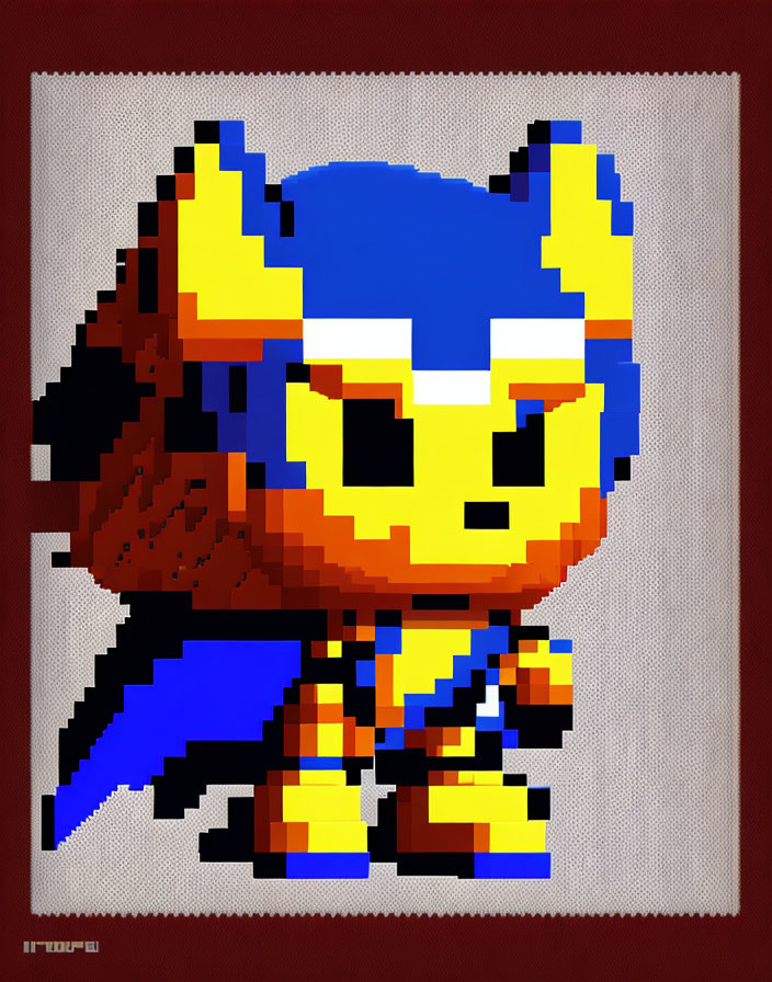 Yellow fur Sonic-like character in pixel art on brown background