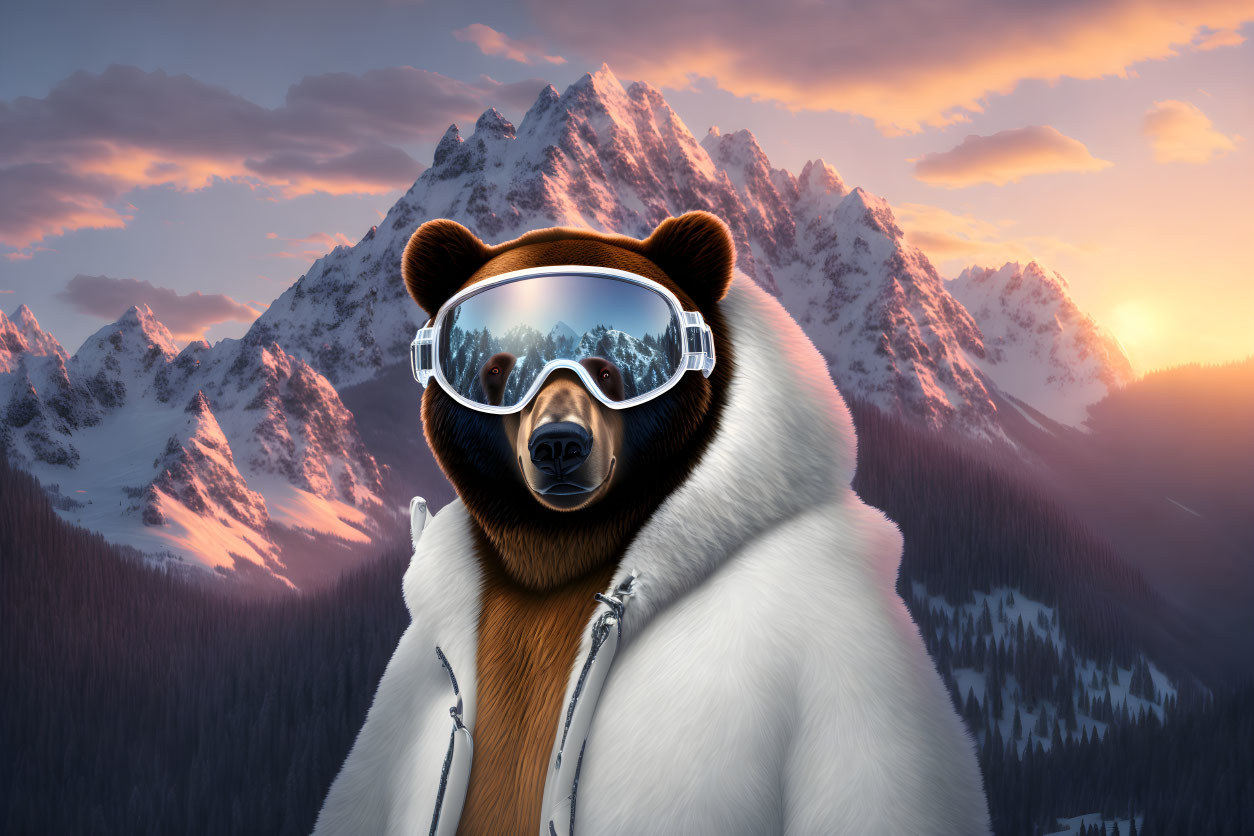 Bear Wearing Ski Goggles