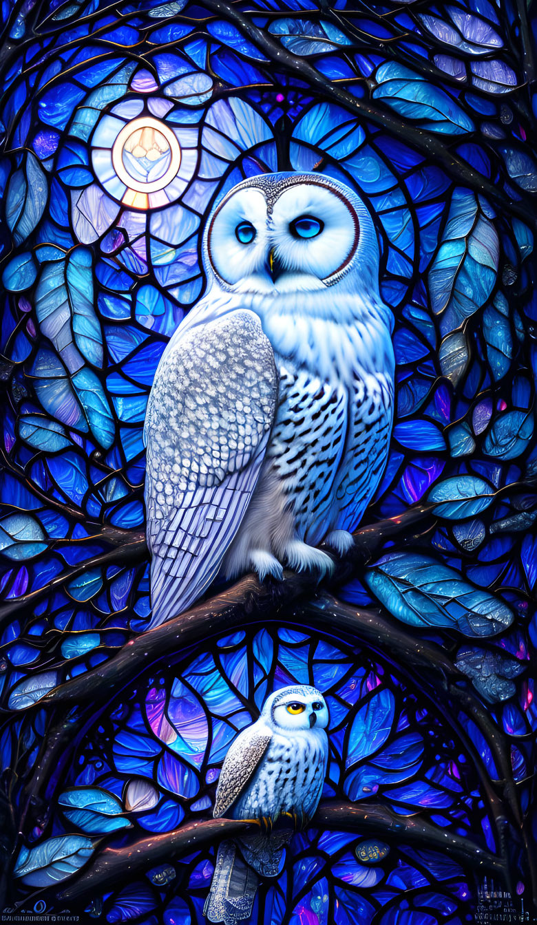 Snowy Owl Stained Glass Window 