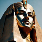 Intricate Golden Egyptian Pharaoh Mask on Blue Sky