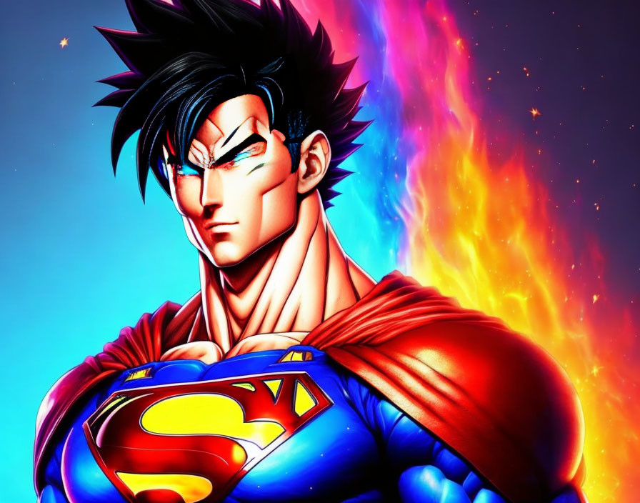 Superman illustration: vibrant hero in iconic blue and red suit