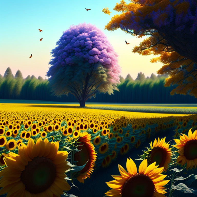 Trees and sunFlowers