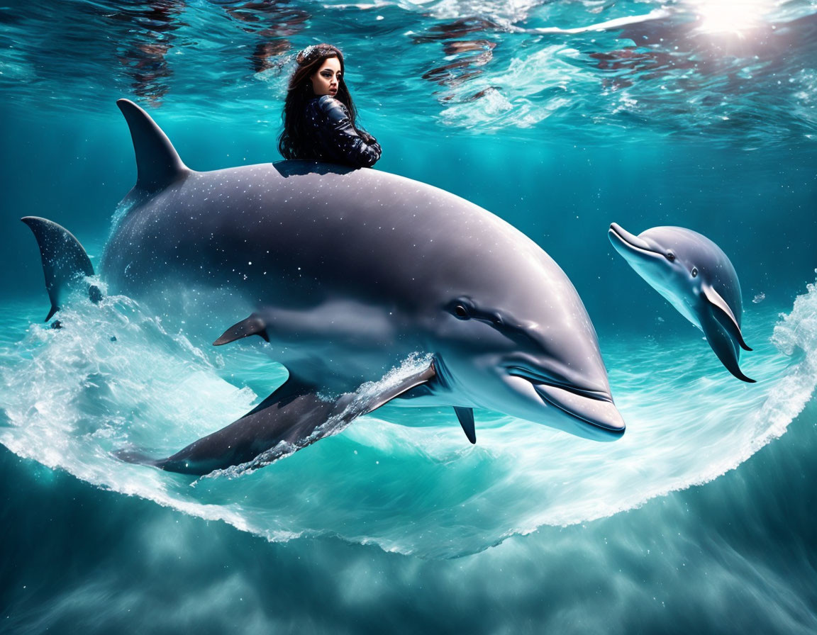 Deep water beautiful dolphin 