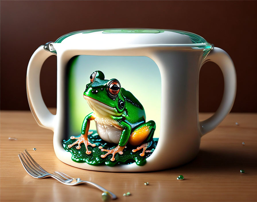Tree frog in a sugar mug