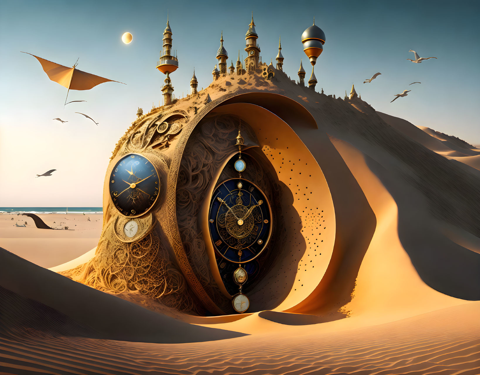 Sand-clock on the beach