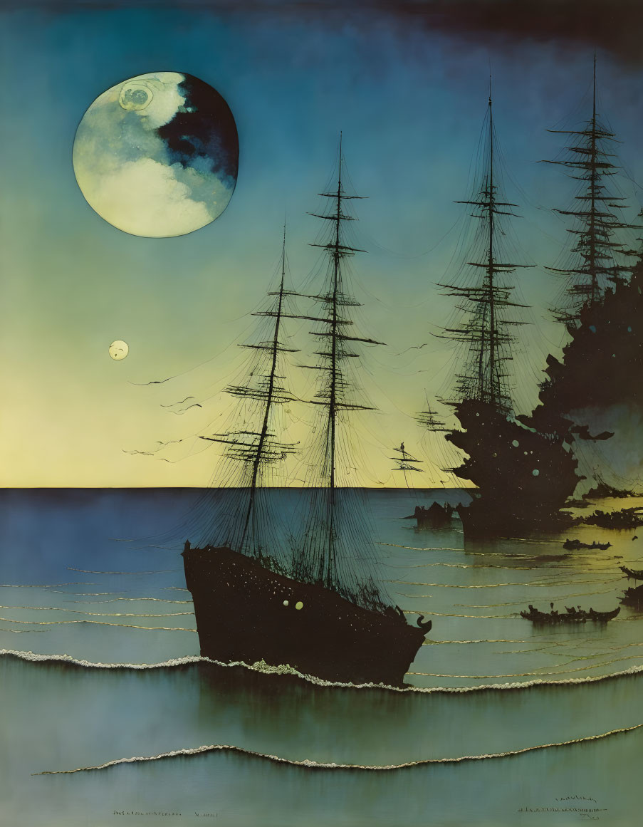 The boat in the moonlight 