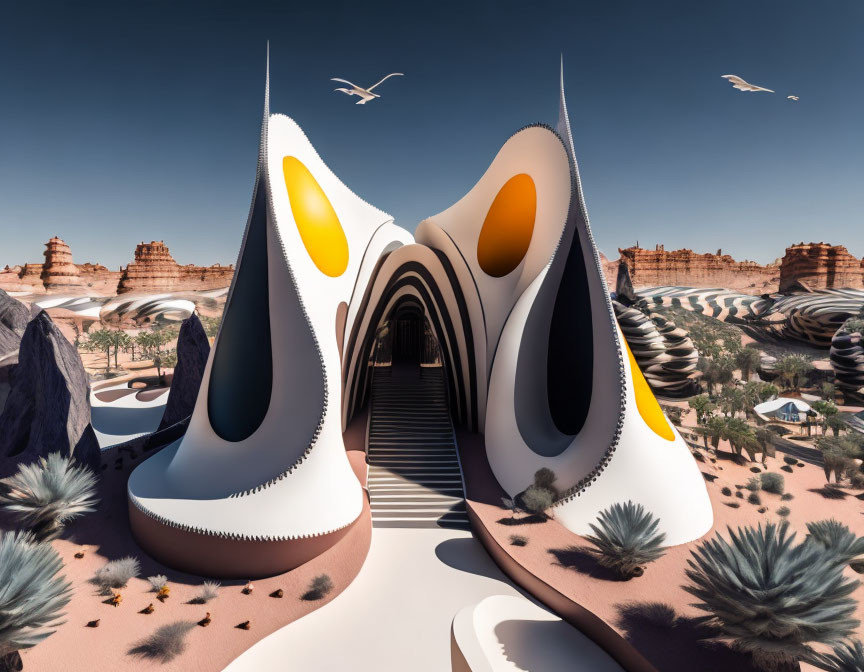 Futuristic castle in the desert