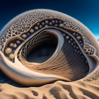 Digital Art: Shell-like Structure with Fractal Design on Sandy Surface