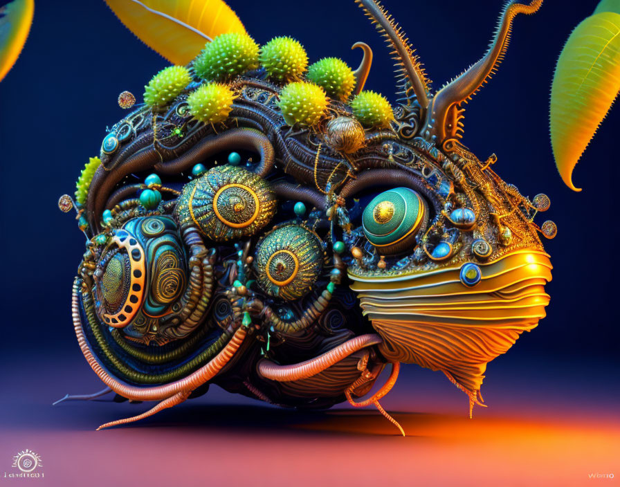 Insectoid aliens riding an alien snail