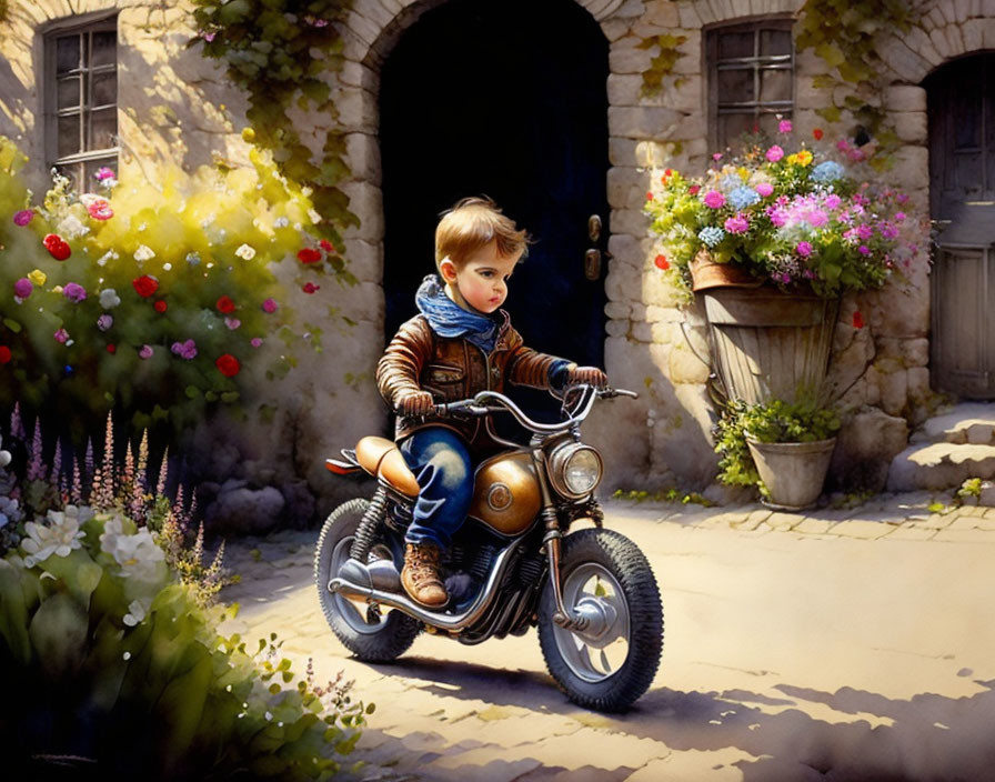 Child riding a motorcycle