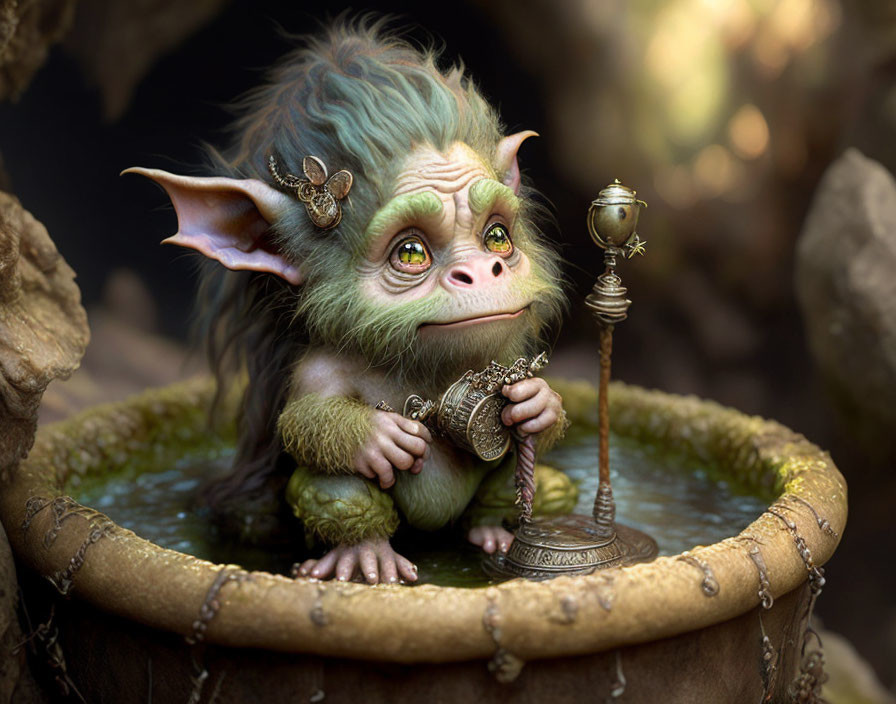 Cute hairy goblin troll
