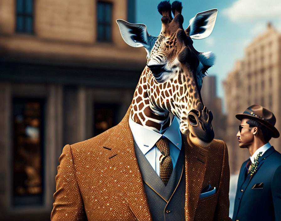Giraffe in spotted suit
