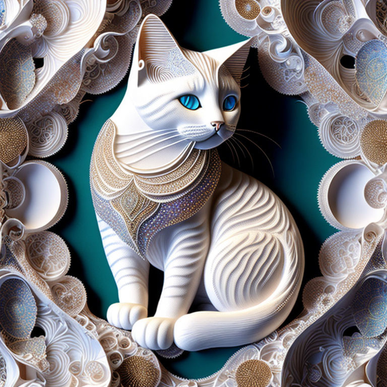 3D paper patchwork of a cute kitty