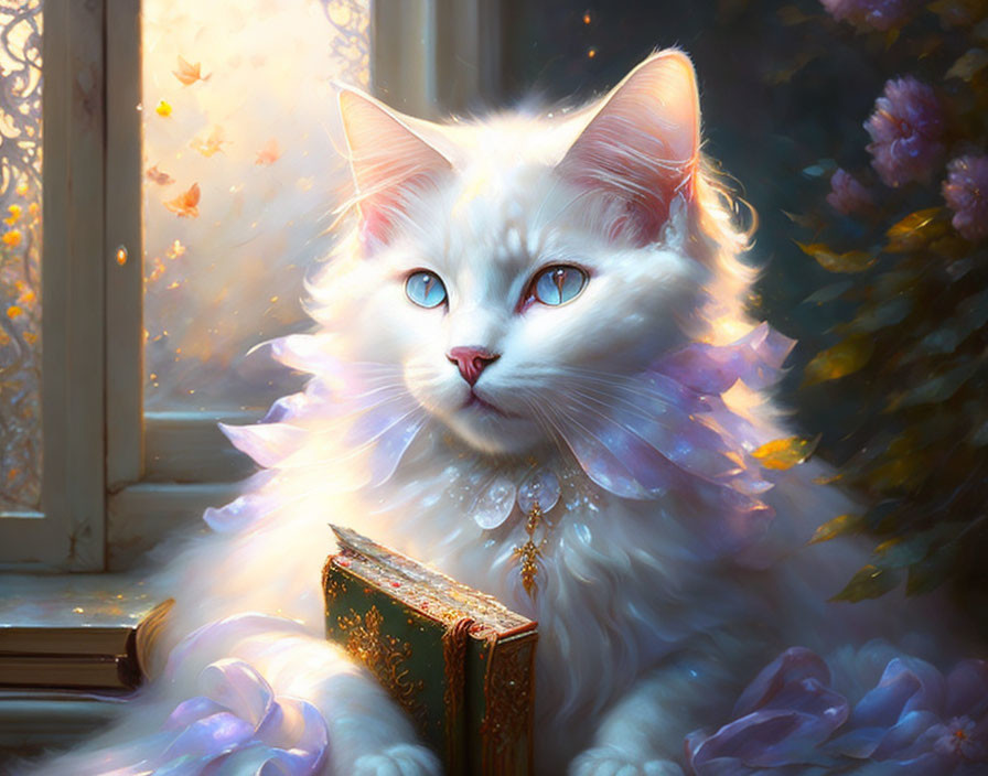  Cute fantasy ghost white cat 