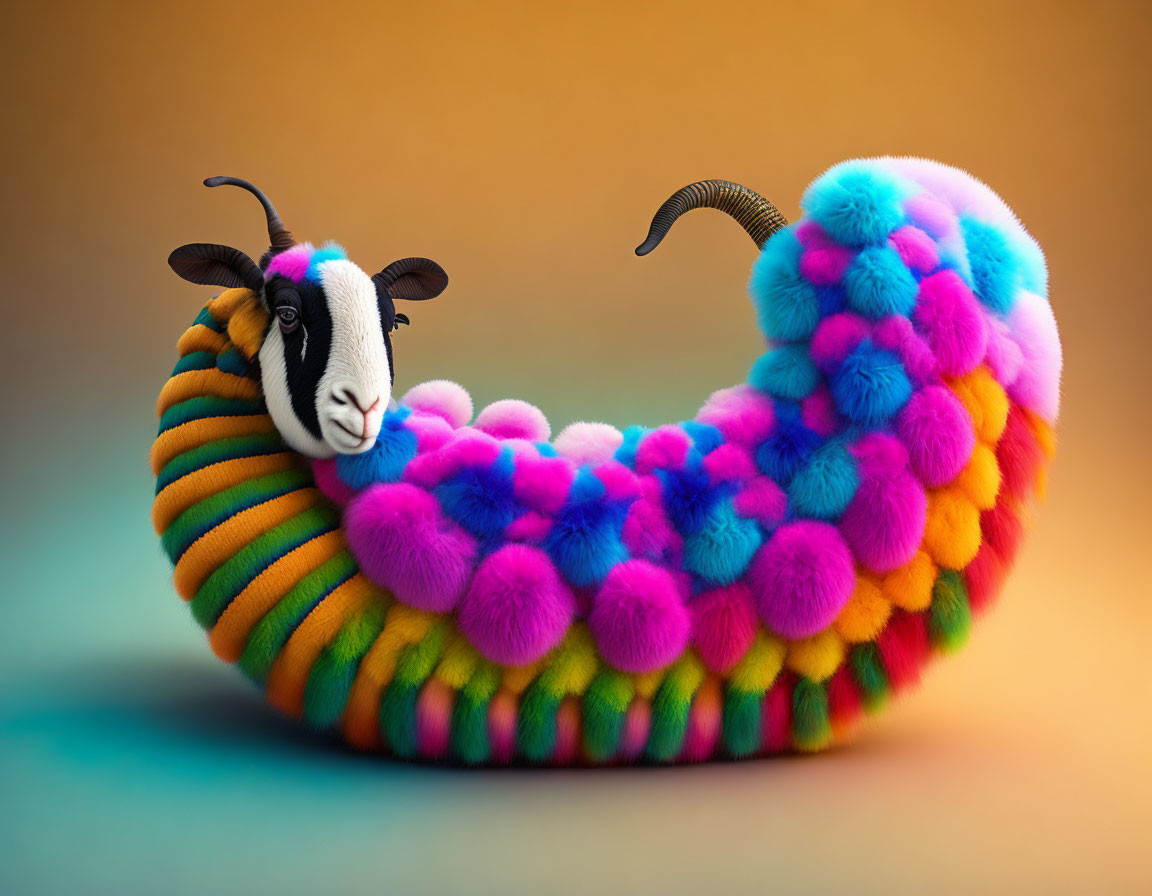 colorful caterpillar with sheepskin