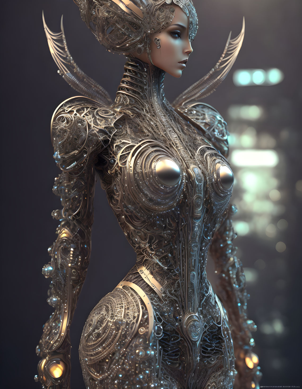 Biomechanical female android