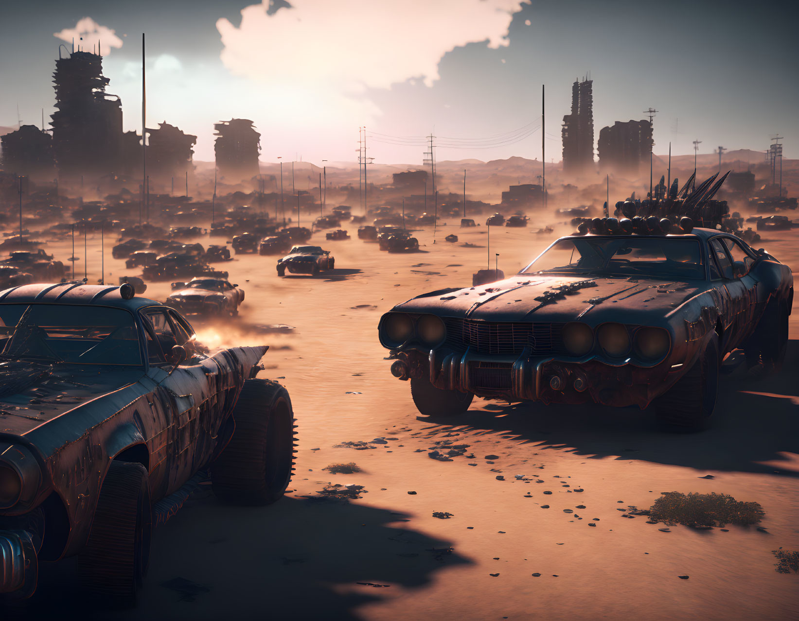 Destroyed city Mad Max style
