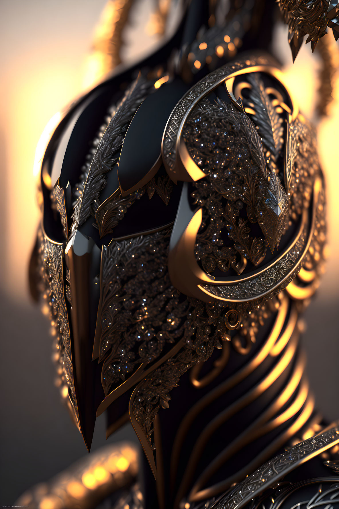 Detailed Golden Armor with Complex Designs