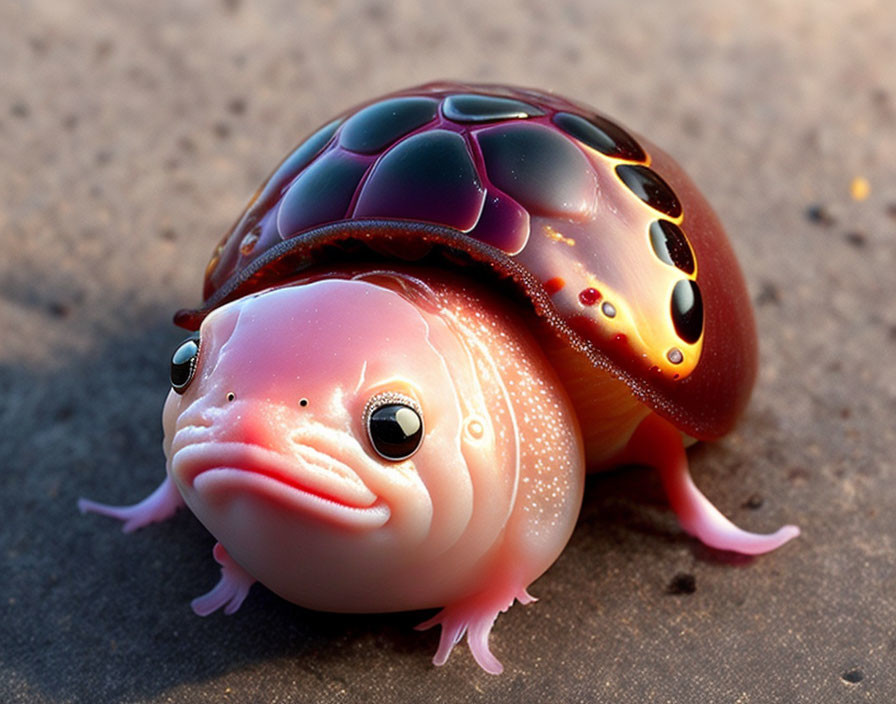 Digital creation: Creature with turtle shell and fish features on gritty background