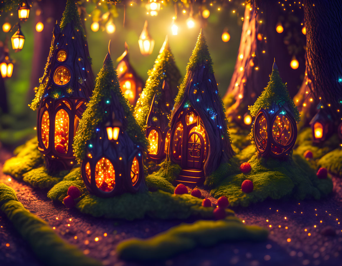 Little elf village in the enchanted forest