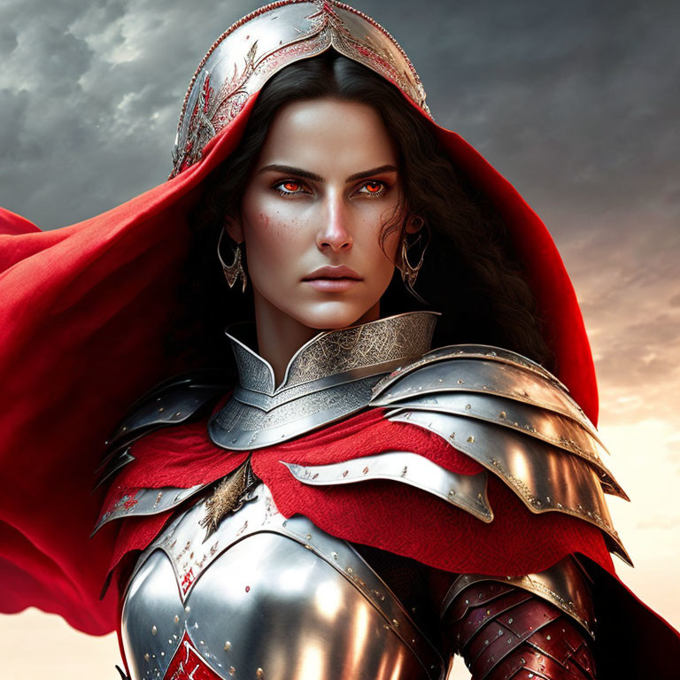 Woman in white-red armor