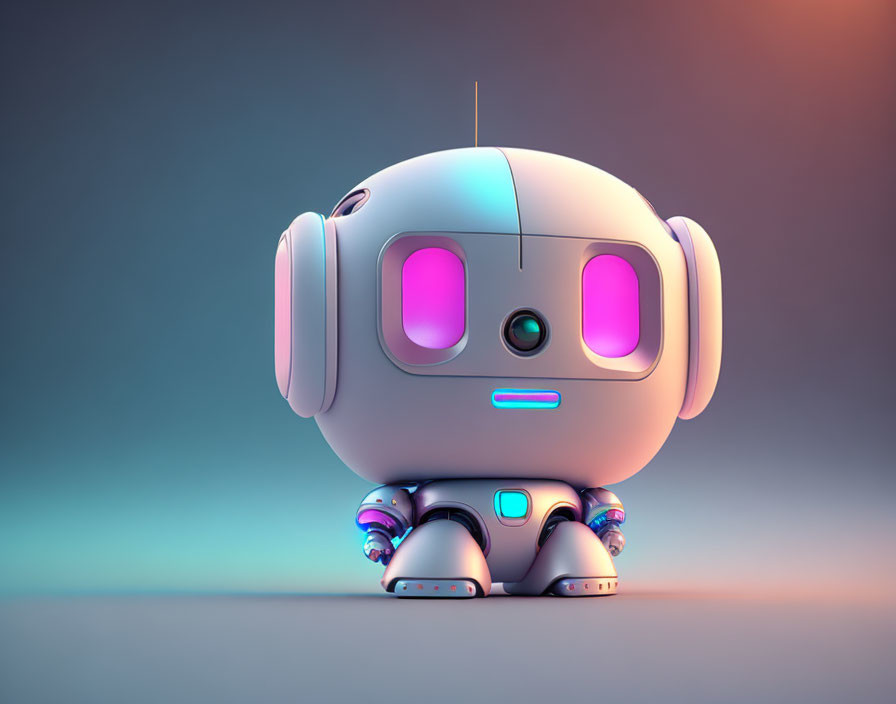 Stylized Cute Robotic Figure on Gradient Background
