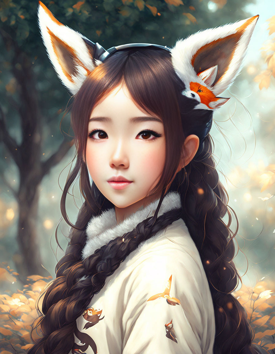 Girl with Fox Ear Ornament