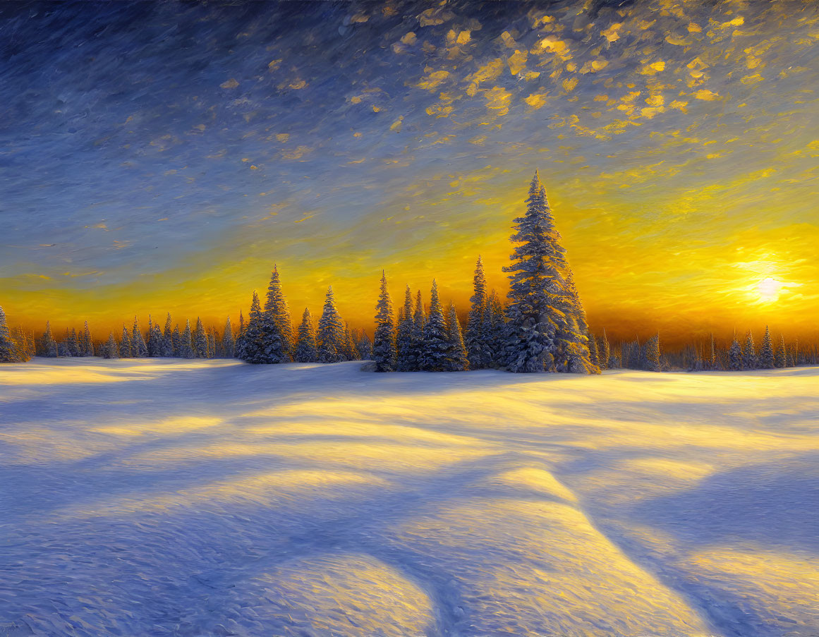 Winter Plain with Sunrise