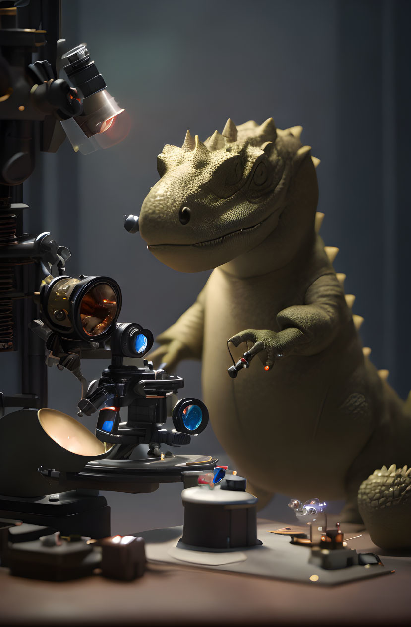 Dinosaurio con Microscopio