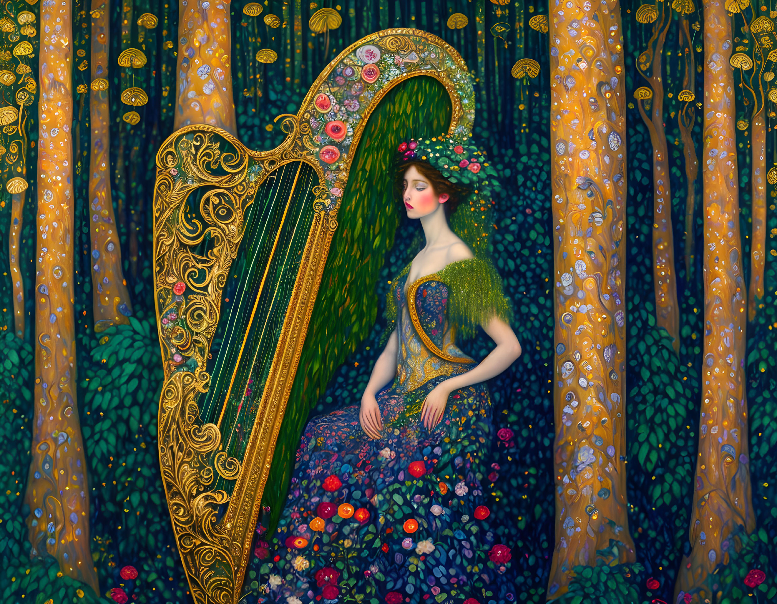 Forest Fairy Harpist