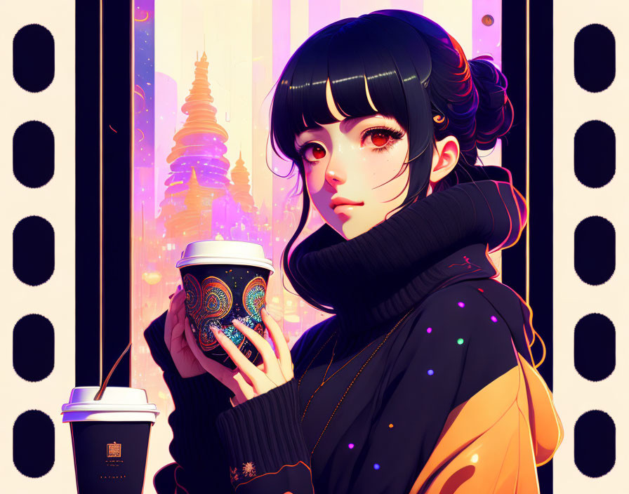 An anime girl drinking a cup of coffee enjoying the  Stable Diffusion   OpenArt