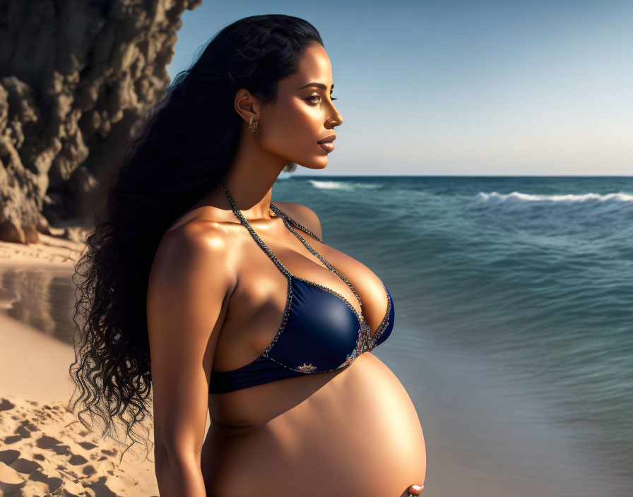 pregnant woman wearing bikini