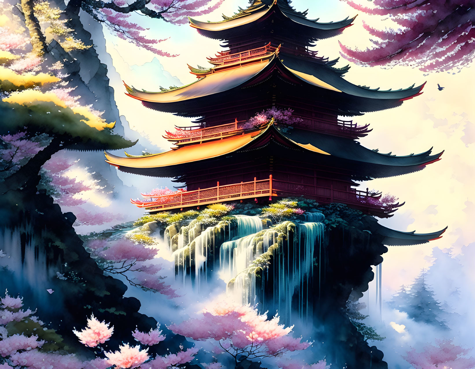 Floating Japanese pagoda 