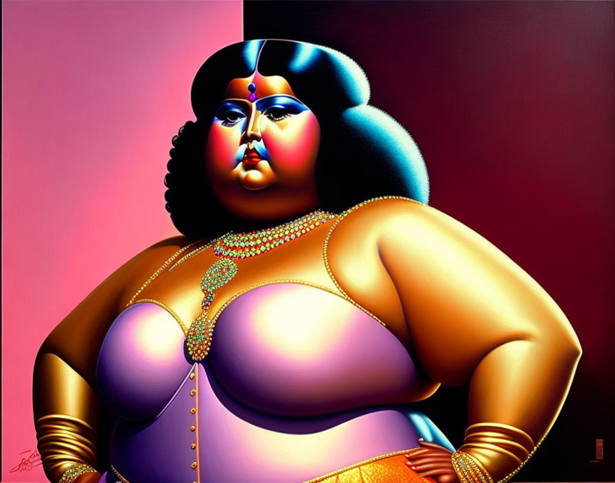 Disco Queen in the style of Botero