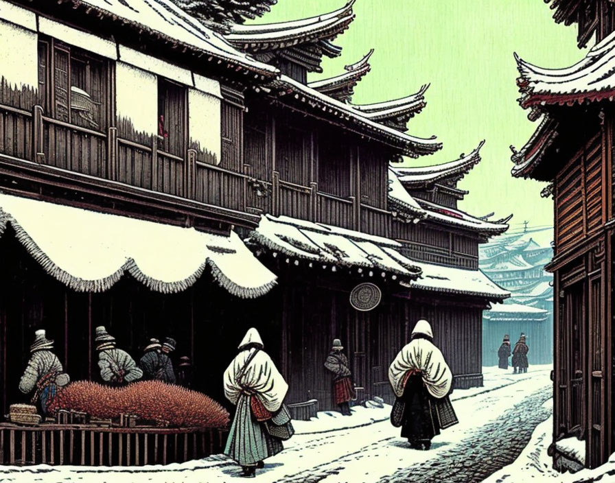 Moscow 1890 in the style of Katsushika Hokusai