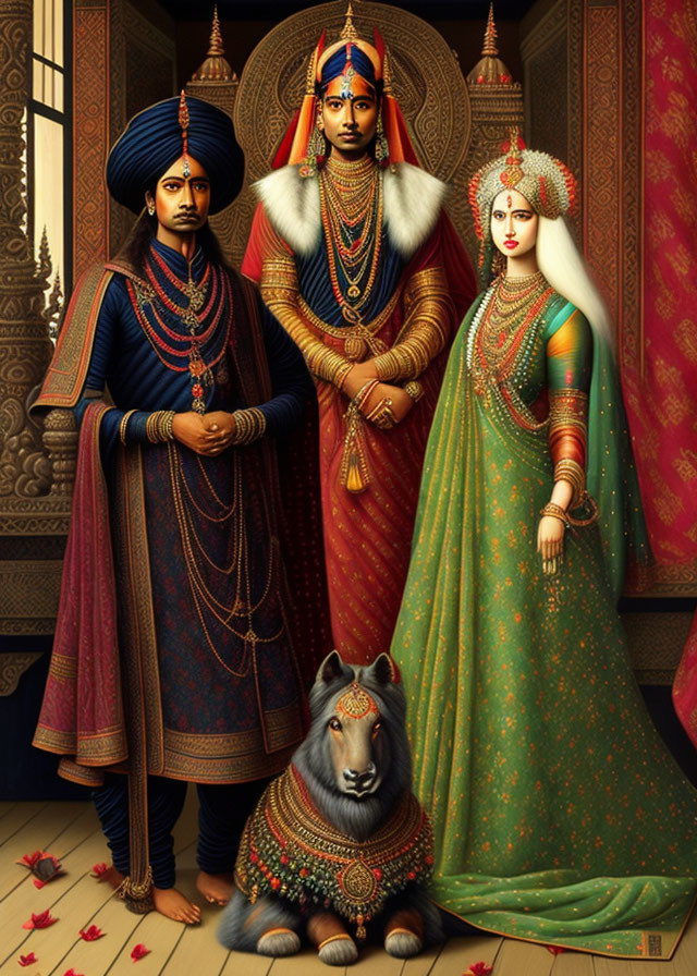 The Arnolfini portrait in traditional Hindu style