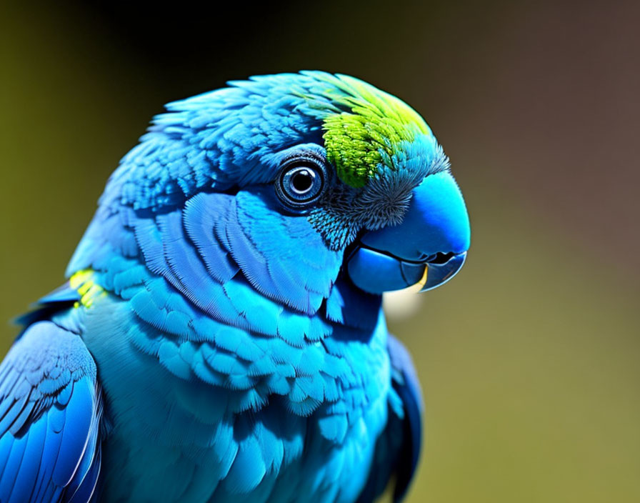 Colorful Blue Parrot with Green-Tipped Feathers and Curved Beak