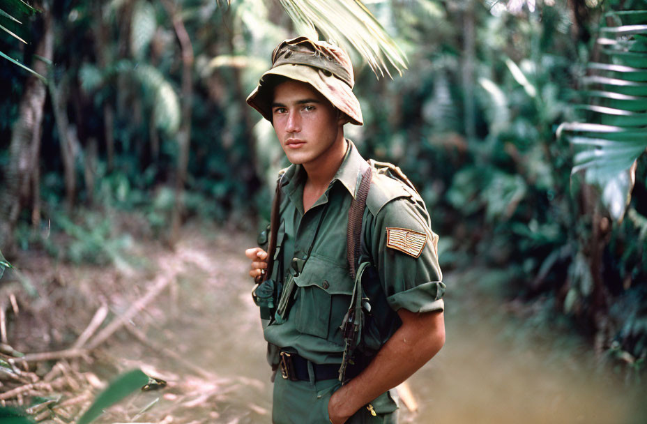22 year old man  in the jungle during the Vietnam 